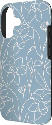 Miniatura 2 de Poppy Flower Line Art Modern Leaves Boho Light Blue Case for iPhone 17