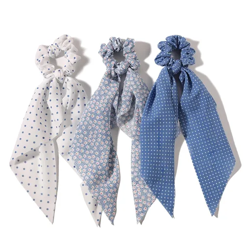 Miniatura 31 de Coleteros para el cabello para mujer, bufanda LFOUVRE Scrunchies, 2 piezas de bufandas anudadas para niñas, bufanda de satén sedoso, banda elástica
