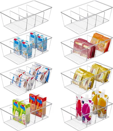 Vtopmart - Paquete de 8 recipientes organizadores de almacenamiento de alimentos, recipientes de plástico transparente para despensa, cocina,