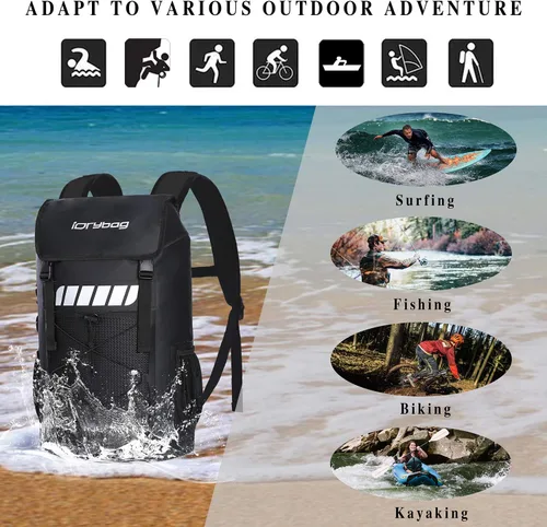 Miniatura 6 de Mochila impermeable Idrybag para hombres 25L/45L, bolsas secas para kayak, mochila seca para camping y senderismo Negro