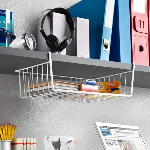 Miniatura 2 de Modern Home Cestas de almacenamiento de alambre para debajo del estante, organizador colgante para gabinete, despensa o armario, cesta de metal