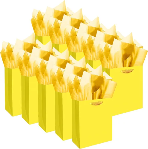 Miniatura 25 de qiqee 10 mini bolsas de regalo color verde frijol con asas de papel de seda de 6.3 x 4.7 x 2.4 pulgadas, tamaño pequeño para regalos de fiesta