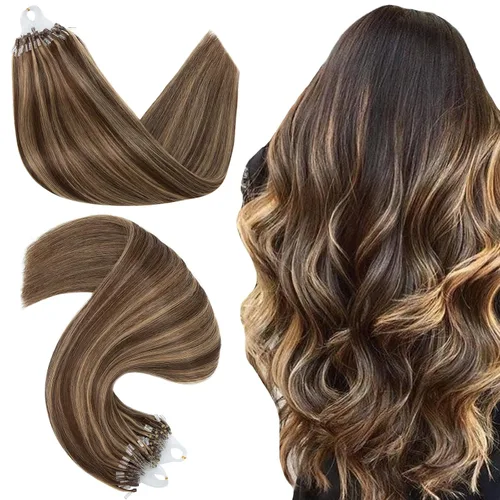 Miniatura 19 de Hairro Micro Loop - Extensiones de cabello humano microenlaces de microperlas de cabello Remy para mujer, reflejos degradados, fusión fría, micro