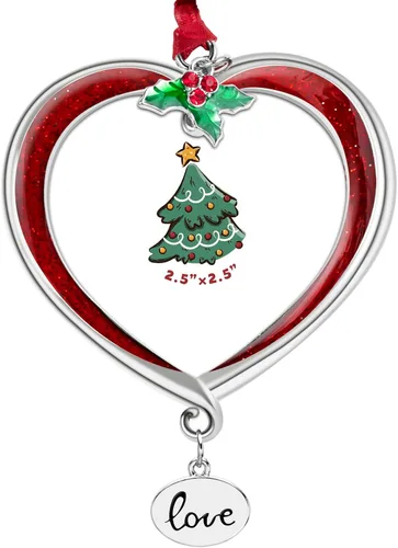 Miniatura 9 de Adorno para árbol de Navidad Marco de fotos Colgante de metal para fiestas Marco de fotos de 2.5 pulgadas Charm decorativo de mascotas, primera