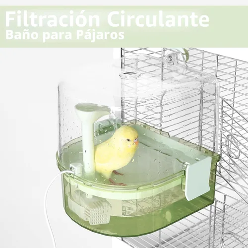 Miniatura 7 de Baños automáticos para pájaros para jaula – Baño de periquito interior con bomba, ducha de pájaros con 2 modos de agua corriente, accesorio de jaula