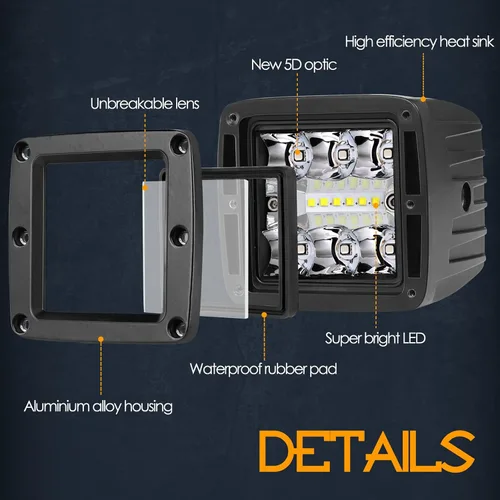 Miniatura 4 de Nirider - Cápsulas LED RGB, 2 unidades, barra de luz LED de 3 pulgadas con arnés de cableado, luces LED de cubo multicolor, Bluetooth que cambia