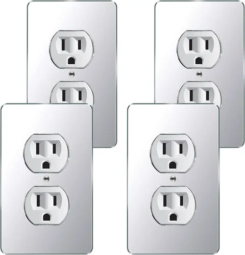 Miniatura 11 de Placa de pared con espejo plateado para interruptor de luz, placa de pared acrílica duradera, placa de pared decorativa de una sola pandilla