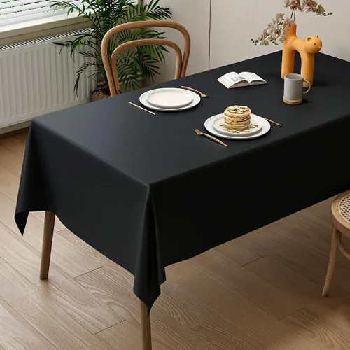 Miniatura 3 de 2 Empaques Mantel de Plástico Negro, 54 pulgadas x 108 pulgadas Cubierta de Mesa Rectangular Desechable para Fiestas, Adecuado para Cumpleaños