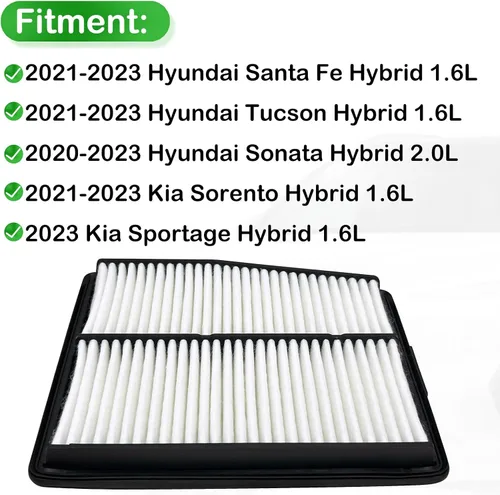 Miniatura 3 de Filtro de aire de motor 28113-L5100 compatible con Hyundai Sonata 2020-2023 Hyundai Santa Fe 2021-2023 Hyundai Tucson 2021-2023 Kia Sorento 2023 Kia