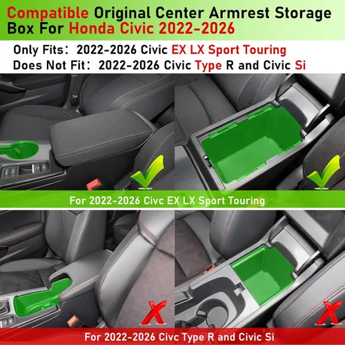 Miniatura 2 de TTCR-II Compatible con el organizador de consola central Honda Civic 2022-2025 2026, para bandeja organizadora de consola Civic (superior), caja