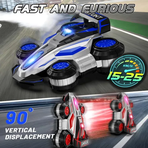Miniatura 3 de Automóvil de deformación de acrobacias de control remoto de deriva de alta velocidad, regalos de cumpleaños, para niños y niñas de 4 a 16 años (azul)