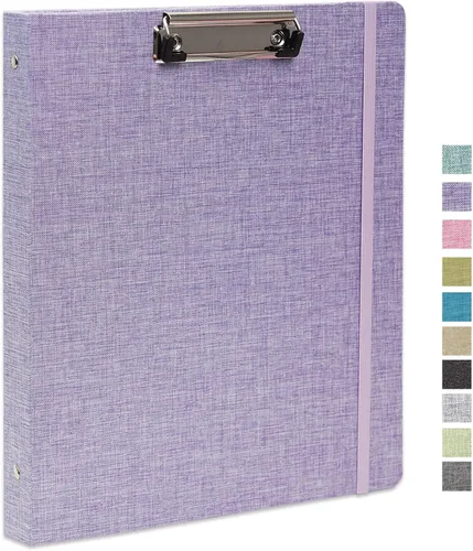 Miniatura 13 de Carpeta de tres anillos con portapapeles, cubierta de lino, carpeta de 1 pulgada para papel de 8.5 x 11 pulgadas, 2 bolsillos interiores de papel