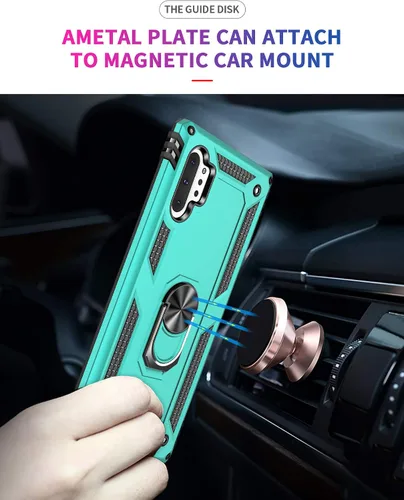 Miniatura 4 de Androgate Funda para Samsung Galaxy Note 10 Plus con protectores de pantalla HD, soporte de anillo de metal de grado militar, a prueba de caídas, a