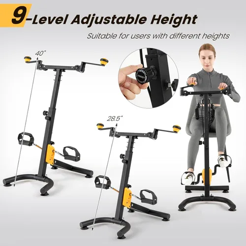 Miniatura 4 de Goplus Ejercitador de pedal plegable para personas mayores, mano, brazo, pierna, rodilla, terapia física, bicicleta de ejercicio con altura