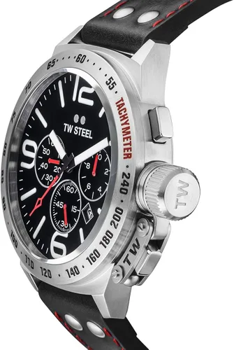 Miniatura 3 de TW Steel Classic Canteen Mens 45mm Quartz Watch with Chronograph Display and Leather Strap