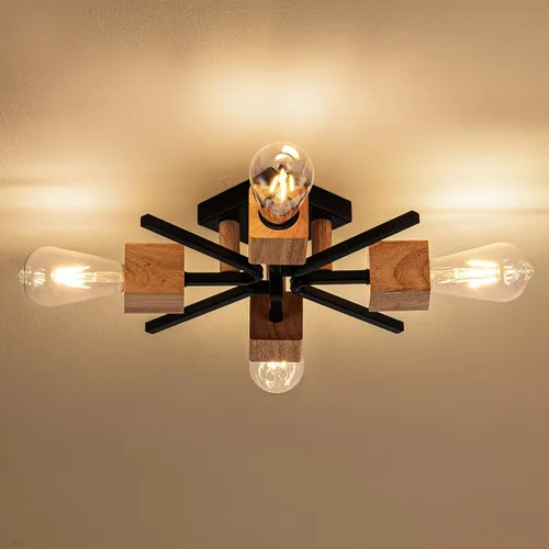 Miniatura 10 de 4 Luces Estilo Granja Sputnik Accesorios de Iluminación Accesorios de Techo Negro Industrial Lámpara Empotrada de Montaje al Ras Accesorio de Luz