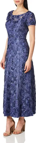 Miniatura 2 de Alex Evenings Vestido de encaje de roseta de manga corta para mujer, talla grande