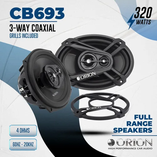 Miniatura 2 de ORION Cobalt Series CB693 - Altavoces coaxiales de 3 vías para automóvil, 320 W, 4 ohmios, rango completo, graves mejorados, cono de polipropileno