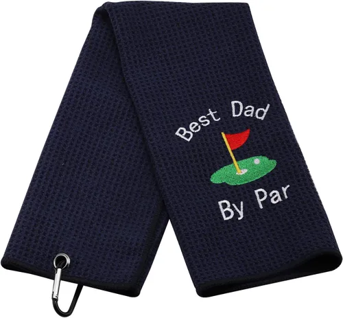 Miniatura 15 de JXGZSO Toalla de golf bordada para papá, toalla de golf bordada con clip (Best Dad by par)