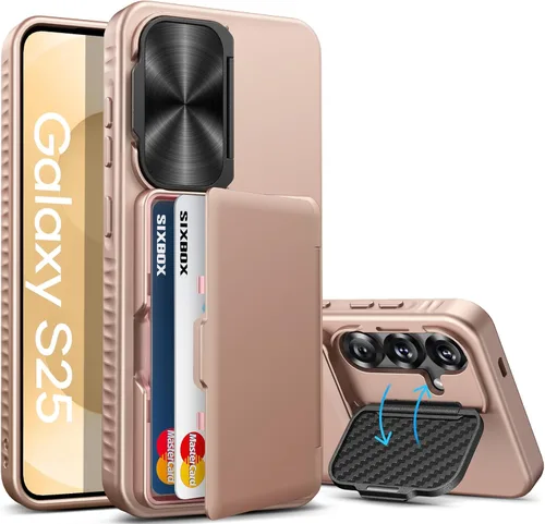 Miniatura 37 de Funda para Samsung Galaxy S25 FE, tarjetero integrado, soporte y cubierta para lente, prueba de caídas de grado militar, borde de silicona suave