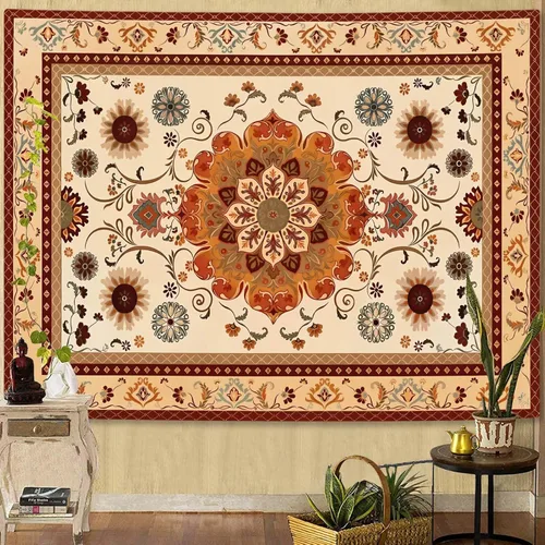 Miniatura 12 de Fowocu Boho Floral Tapestry Wall Hanging Hippie Indian Bohemian Mandala Tapestry Aesthetic Vintage Flower Medallion Beige Yellow Small Tapestries