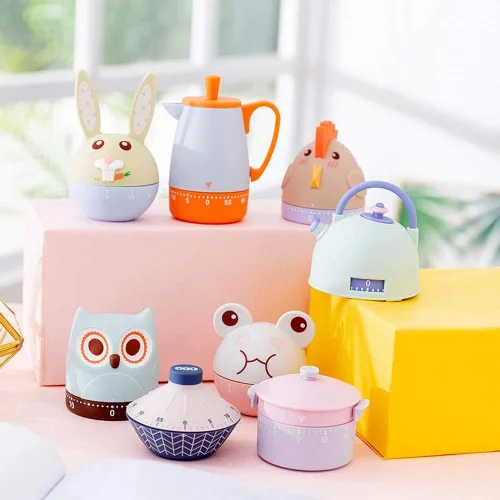 Miniatura 5 de Temporizadores mecánicos de dibujos animados, maquinaria de 60 minutos, dispositivo de cocina, temporizador de cocina, reloj despertador, contadores