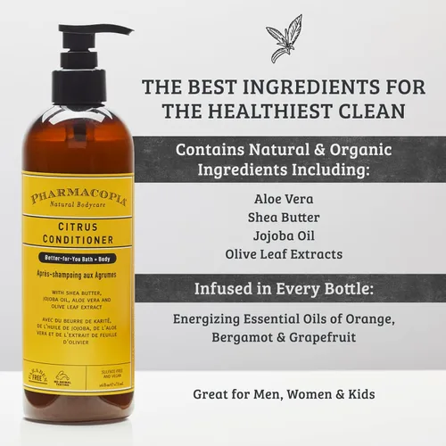 Miniatura 3 de Pharmacopia Acondicionador cítrico – Hidratante natural para el cuero cabelludo, vegano y libre de crueldad animal con manteca de karité, aloe vera