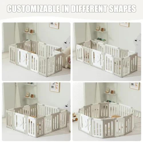Miniatura 2 de Bestgame - Corralito para bebés - 14 paneles extragrandes plegables para niños pequeños, valla portátil en forma de OVNI, puerta, patio - Azul