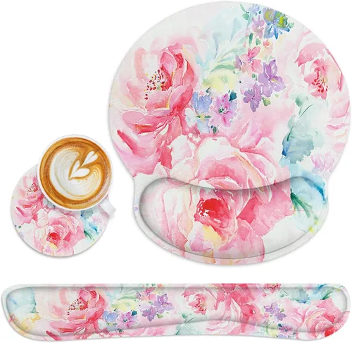 Miniatura 27 de Britimes Juego de alfombrillas ergonómicas para mouse con reposamuñecas, cielo nocturno abstracto, base de goma antideslizante, soporte para muñeca