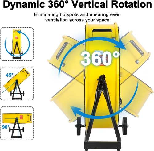 Miniatura 3 de ACHAZEL Ventilador de tambor de alta velocidad de 24 pulgadas, 3 velocidades 8100 CFM, ventilador industrial resistente para almacén, garaje