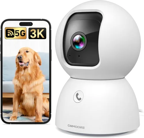 Cámara para mascotas 5G para interiores con aplicación de teléfono, cámaras 3K para perros y gatos con altavoz, cámara de monitor de bebé WiFi