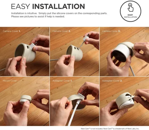 Miniatura 6 de elago Funda de silicona compatible con cámara de seguridad para exteriores Nest Cam, protección para todo tipo de clima, seguridad, fácil Negro