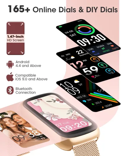Miniatura 7 de Relojes de fitness para mujer, rastreador de actividad física con monitor de frecuencia cardíacaSpO2, relojes inteligentes para mujeres