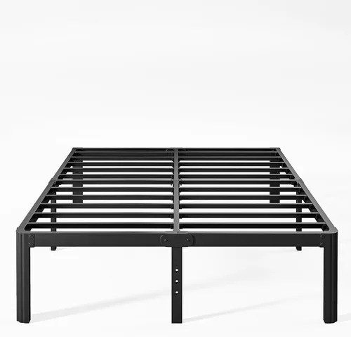 Miniatura 25 de Marco de cama King de metal de 16 pulgadas de alto, no necesita somier, plataforma de marco de cama de tamaño King resistente, sin ruido, fácil