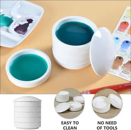 Miniatura 3 de ARTIBETTER Disco de tinta de cerámica de porcelana de 5 capas apilable, paleta de pintura de 4.33 x 3.89 x 3.89 pulgadas, paleta de acuarela