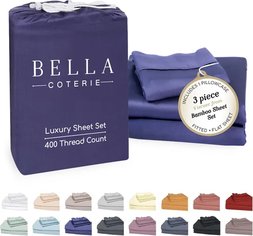 Miniatura 30 de Bella Coterie - Juego de sábanas de lujo de viscosa de bambú para cama tamaño split king 2 sábanas ajustadas para camas Sleep Number y camas 06