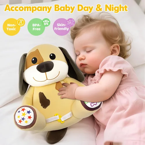 Miniatura 6 de V-Opitos Juguetes de Perro de Peluche Musicales para Bebés de 6-12 Meses+, Juego de Música Iluminada de Tambor de Aprendizaje Temprano, Regalos