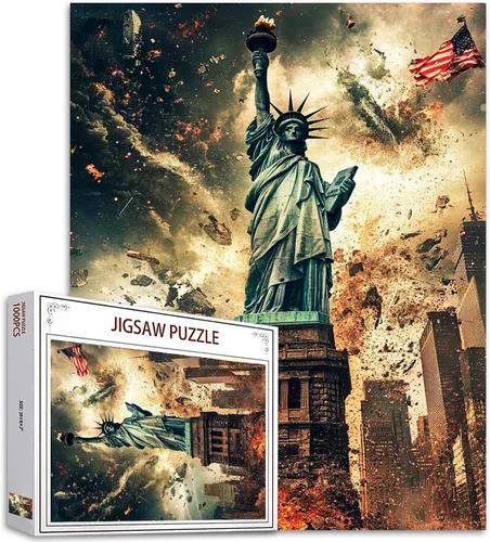 Miniatura 33 de Rompecabezas de 1000 piezas con la bandera americana y águila para adultos, rompecabezas del 4 de julio, para juegos de actividades familiares