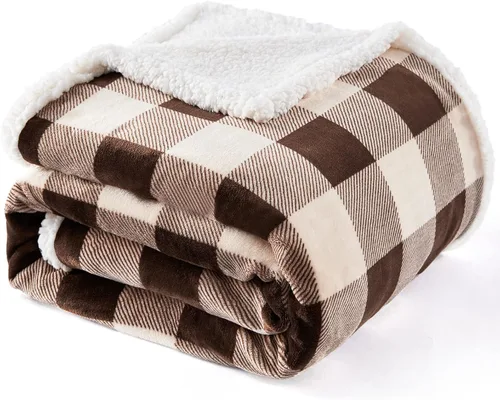Miniatura 12 de Touchat Manta Sherpa Buffalo a cuadros tamaño individual de 60 x 70 pulgadas, mullida, suave y acogedora, manta de microfibra de felpa de franela
