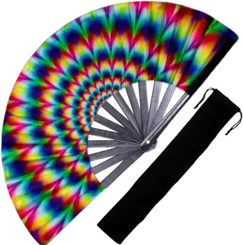 Miniatura 5 de Ventilador de mano decorativo para rave, grandes abanicos plegables para festivales, Drag Queen y Burlesque, bonitos accesorios holográficos