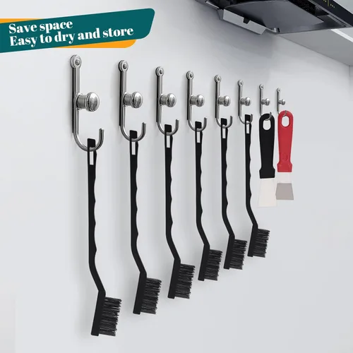 Miniatura 4 de Juego de 15 Cepillos Mini de Nailon, Cepillo de Mampostería con Cerdas de Alambre para Limpiar Escoria de Soldadura y Óxido, Cepillo de Mango