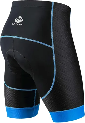 Miniatura 2 de Letook Pantalones cortos de ciclismo para hombre, acolchados de gel, cómodos, profesionales, de secado rápido