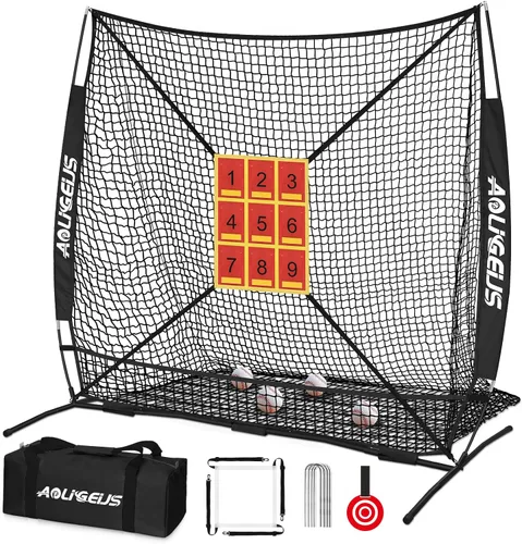 Miniatura 17 de 6'X6' Baseball Softball Practice Net,Pitching Net,Batting Net,with Bonus Strike Zone,Target and Bow Frame,for Hitting,Pitching,Catching