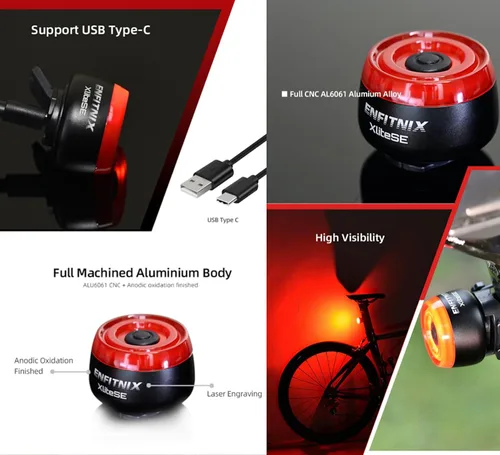 Miniatura 3 de Xlite SE Smart Bike Light, luz trasera automática con detección de frenos, visibilidad ultra alta, encendido/apagado automático, USB-C recargable