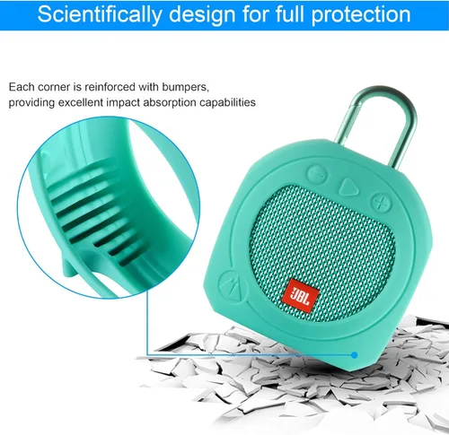 Miniatura 3 de Funda protectora de silicona para JBL Clip 3 Altavoz portátil impermeable (verde azulado)
