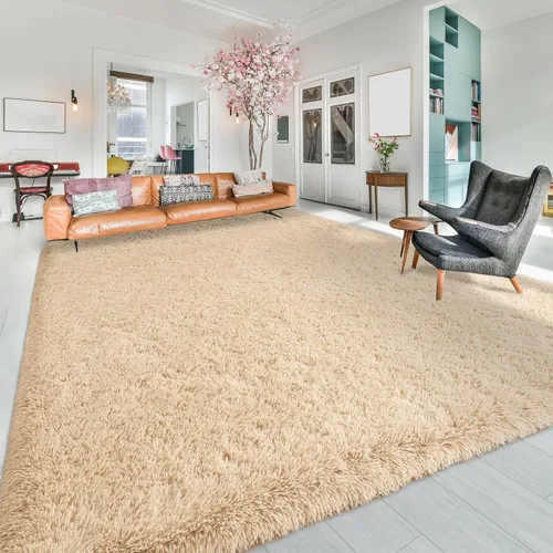 Miniatura 2 de Softlife Alfombra de Área Beige para Dormitorio, Alfombras de Felpa Shag Esponjosa para Sala de Estar de Niñas, Alfombra Pequeña Suave Difusa