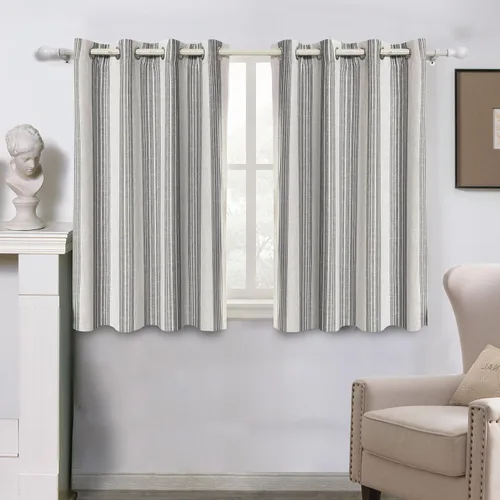 Miniatura 33 de DriftAway Chris Linen - Cortinas opacas con capa térmica y reductora de sonido, 63 pulgadas de largo para dormitorio, cortinas estampadas a rayas