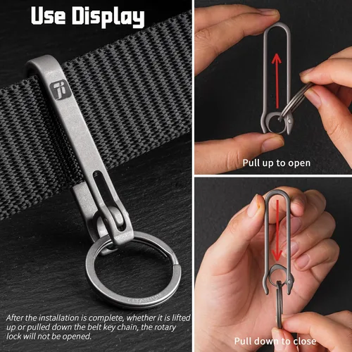 Miniatura 3 de Titanium Belt Key Holder Clip with 2/3 Inch D ring