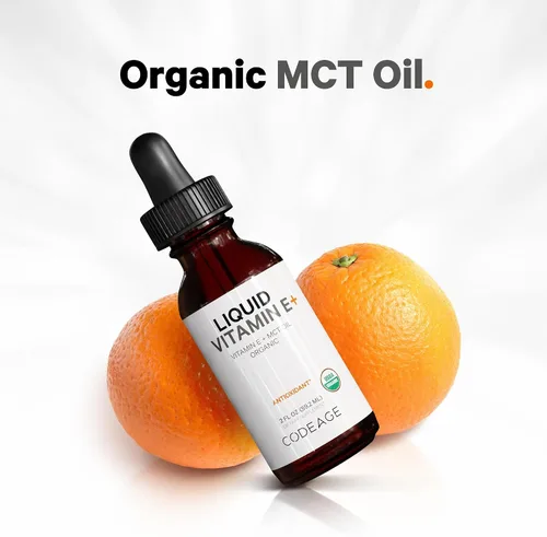 Miniatura 5 de Codeage Vitamina E líquida - Vitamina E orgánica certificada por el USDA, suministro de 2 meses - Acetato de tocoferol D-alfa, aceite de MCT
