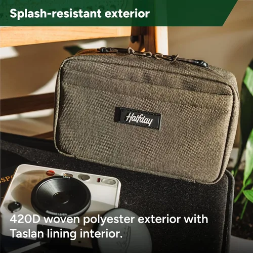 Miniatura 4 de Halfday Sidekick Tech - Kit organizador Soporte abatible para teléfono/tableta, bolsa con cremallera plana con Power Mesh y elástico para cable
